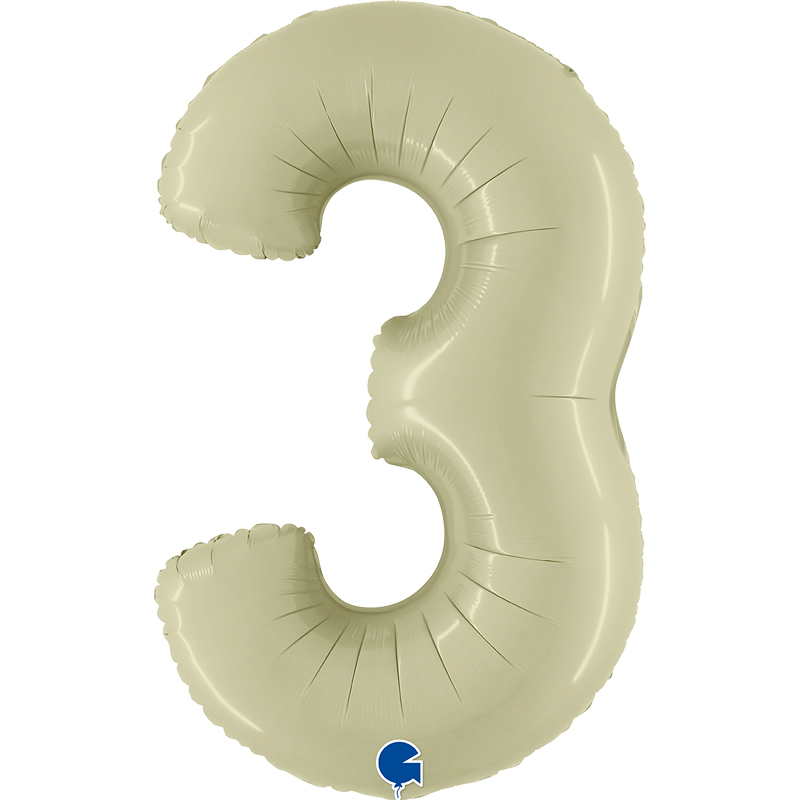 40in SATIN OLIVE GREEN NUMBER 3 FOIL BALLOON