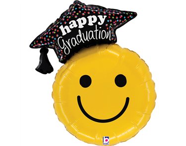 35in GRADUATION SMILEY FOIL BALLOON