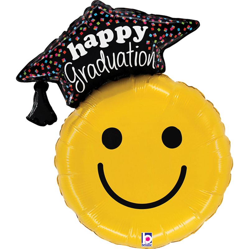 35in GRADUATION SMILEY FOIL BALLOON