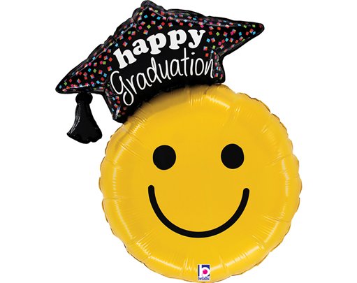 35in GRADUATION SMILEY FOIL BALLOON