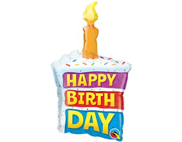 14in BIRTHDAY RAINBOW CAKE & CANDLE SHAPED FOIL BALLOON 10S