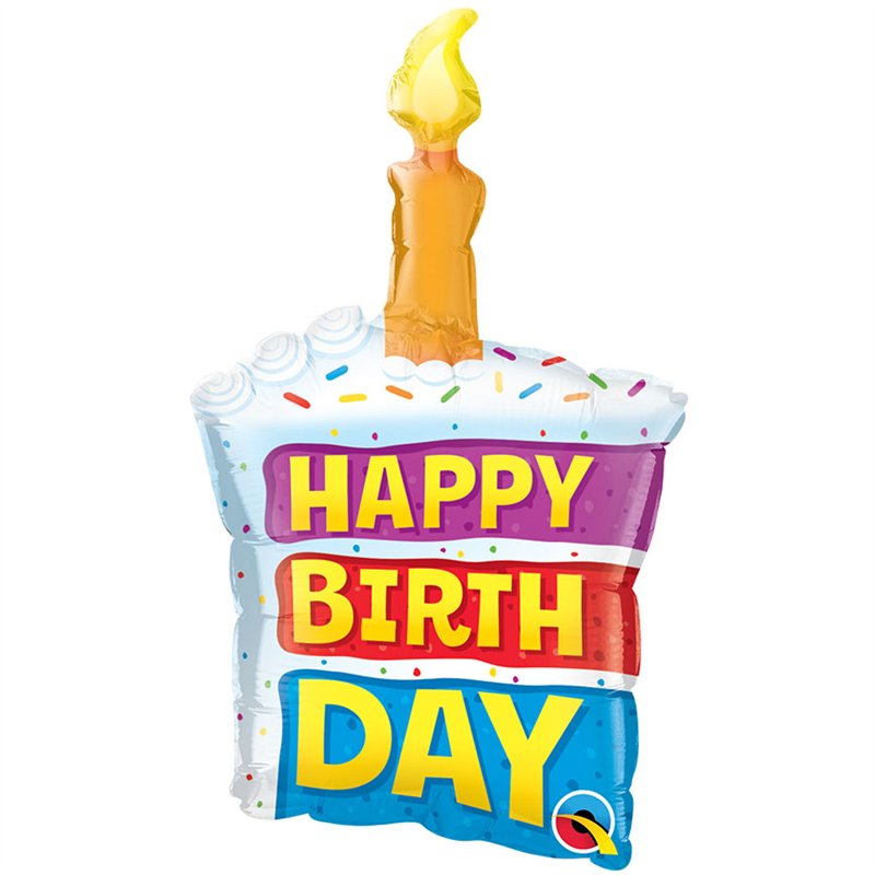 14in BIRTHDAY RAINBOW CAKE & CANDLE SHAPED FOIL BALLOON 10S