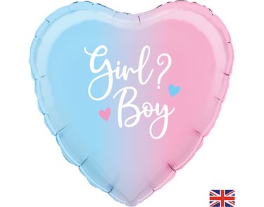 18in OMBRE HEART GENDER REVEAL FOIL BALLOON