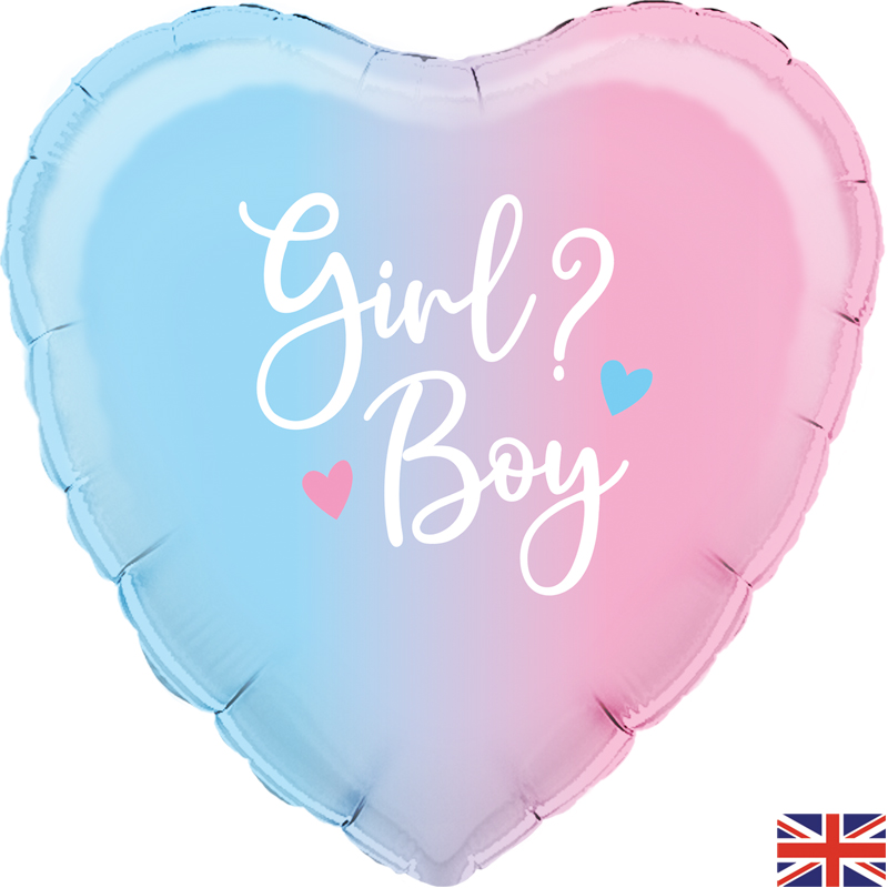18in OMBRE HEART GENDER REVEAL FOIL BALLOON