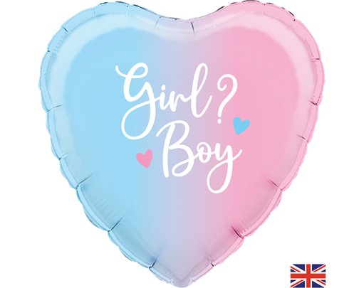 18in OMBRE HEART GENDER REVEAL FOIL BALLOON