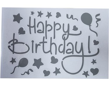 20x14cm SILVER HAPPY BIRTHDAY VINYL STICKER 10S
