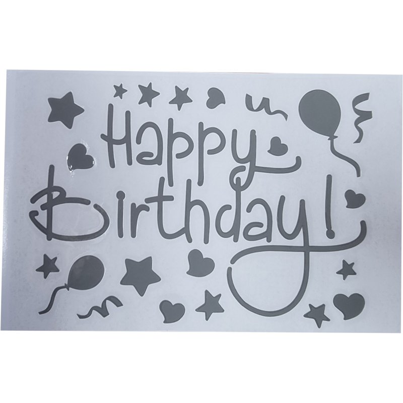 20x14cm SILVER HAPPY BIRTHDAY VINYL STICKER 10S
