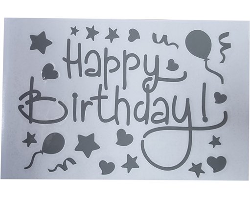 20x14cm SILVER HAPPY BIRTHDAY VINYL STICKER 10S