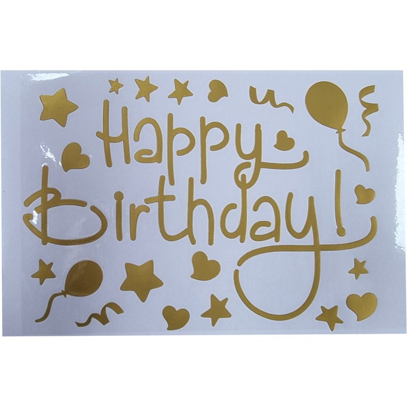 20x14cm GOLD HAPPY BIRTHDAY VINYL STICKER 10S