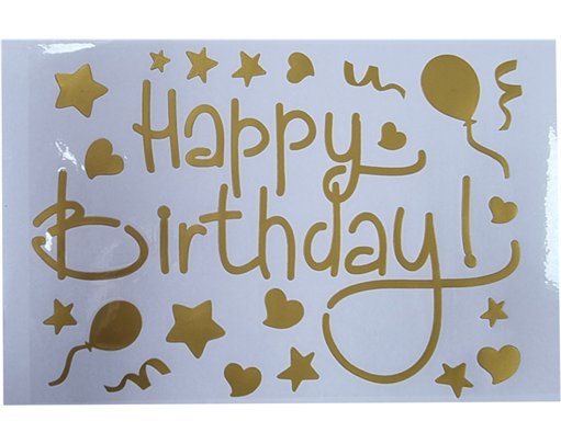 20x14cm GOLD HAPPY BIRTHDAY VINYL STICKER 10S