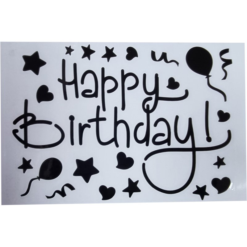 20x14cm BLACK HAPPY BIRTHDAY VINYL STICKER 10S