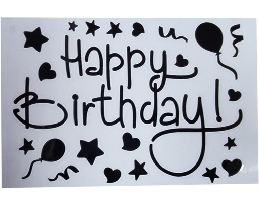 20x14cm BLACK HAPPY BIRTHDAY VINYL STICKER 10S
