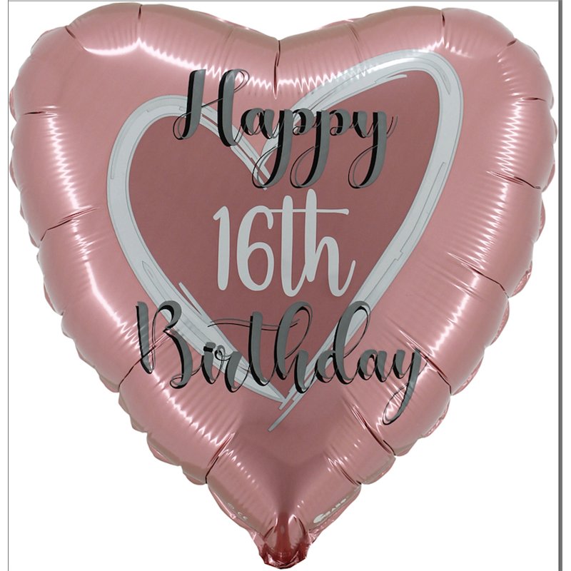 18in ROSE GOLD 16TH BIRTHDAY FOIL BALLOON