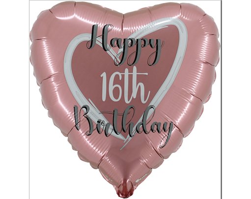 18in ROSE GOLD 16TH BIRTHDAY FOIL BALLOON
