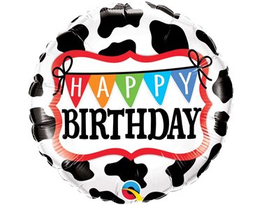 18in BIRTHDAY HOLSTEIN COW PATTERN FOIL BALLOON