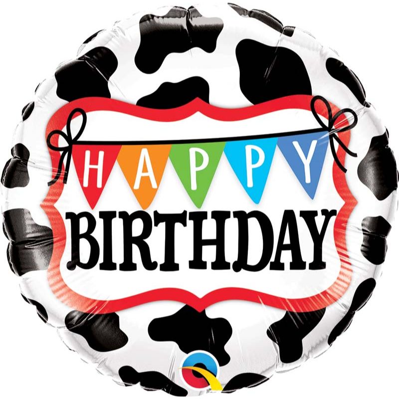18in BIRTHDAY HOLSTEIN COW PATTERN FOIL BALLOON