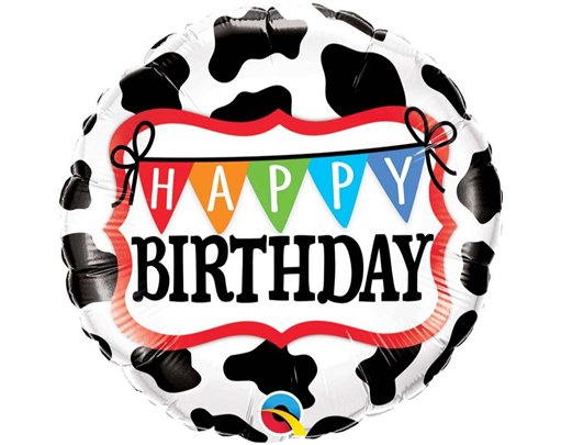 18in BIRTHDAY HOLSTEIN COW PATTERN FOIL BALLOON