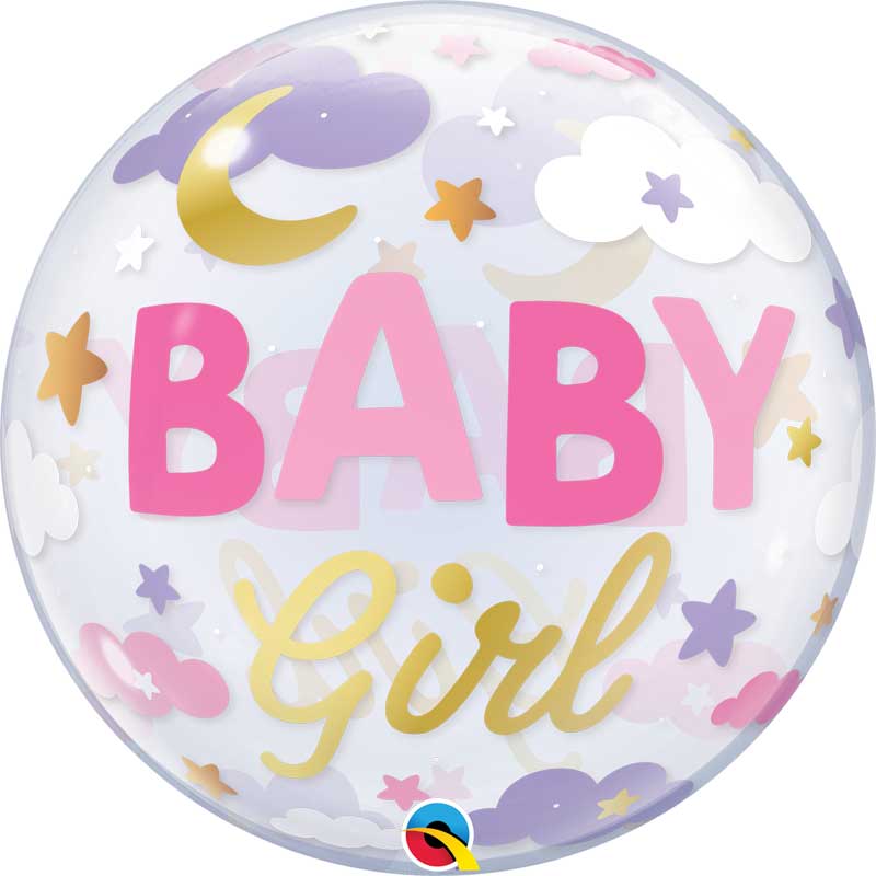 22in BABY GIRL SWEET DREAMS BUBBLE BALLOON