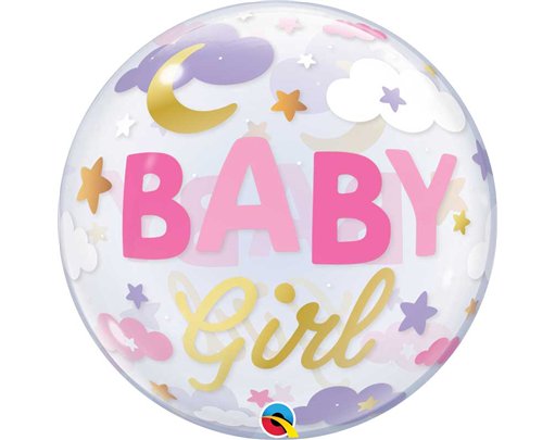 22in BABY GIRL SWEET DREAMS BUBBLE BALLOON