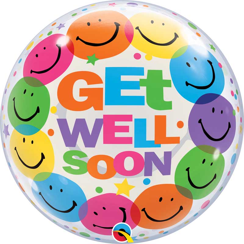 22in GET WELL SOON SMILE FACES BUBBLE BALLOON