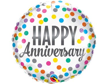 18in ANNIVERSARY CONFETTI DOTS FOIL BALLOON