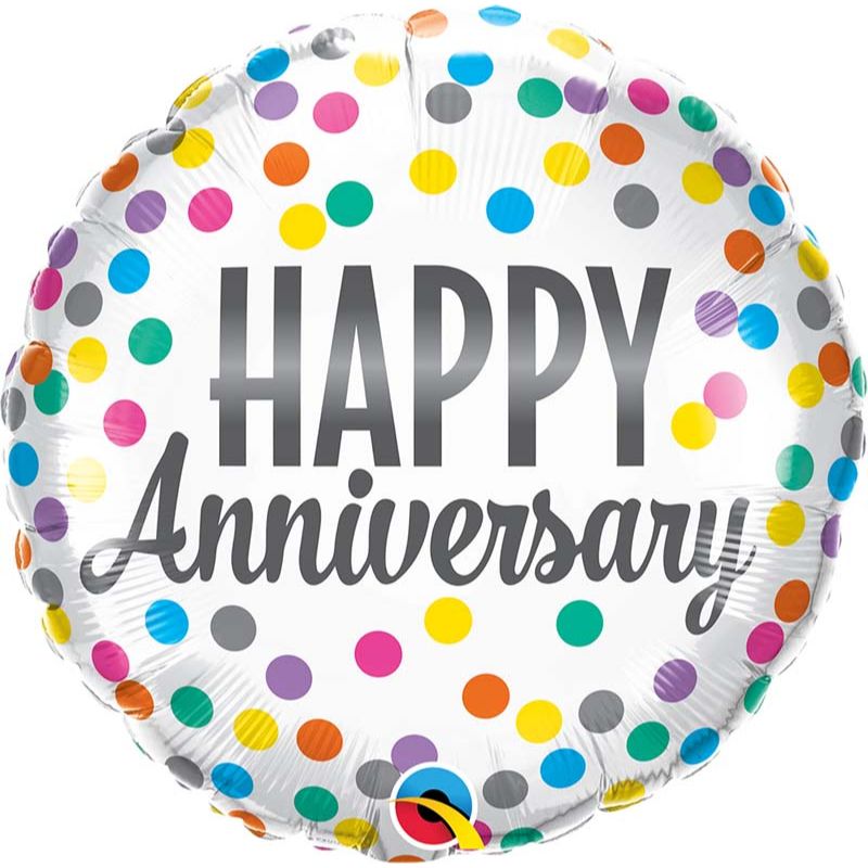 18in ANNIVERSARY CONFETTI DOTS FOIL BALLOON