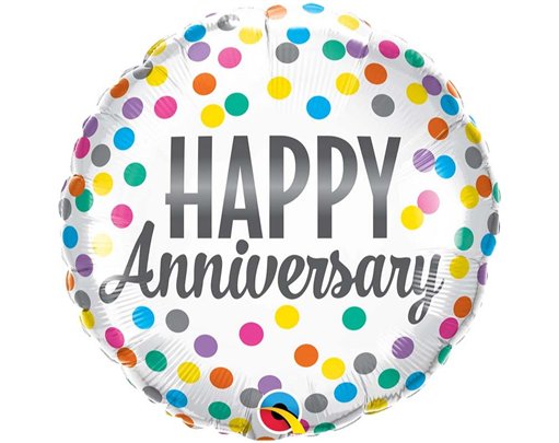 18in ANNIVERSARY CONFETTI DOTS FOIL BALLOON