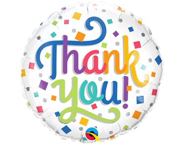 18in THANK YOU COLOURFUL CONFETTI FOIL BALLOON
