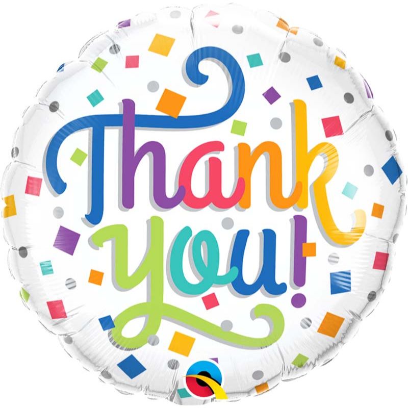 18in THANK YOU COLOURFUL CONFETTI FOIL BALLOON