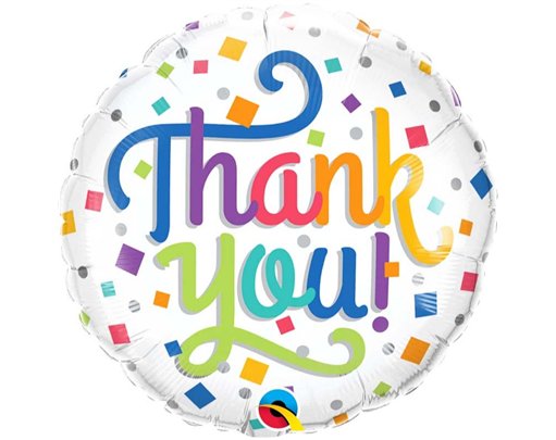 18in THANK YOU COLOURFUL CONFETTI FOIL BALLOON