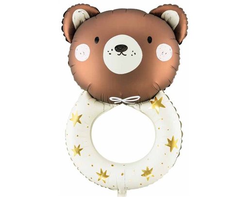 61x88cm TEDDY RATTLE SHAPED FOIL BALLOON