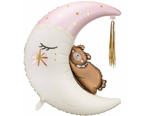 80x98cm TEDDY BEAR ON THE MOON FOIL BALLOON