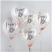 5PK 12in HAPPY 70TH ROSE GOLD TISSUE CONFETTI BALLOONS