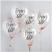 5PK 12in HAPPY 60TH ROSE GOLD TISSUE CONFETTI BALLOONS