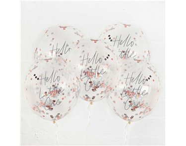 5PK HELLO LITTLE ONE CONFETTI BALLOONS