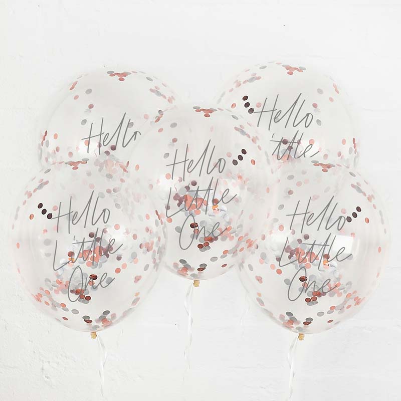 5PK HELLO LITTLE ONE CONFETTI BALLOONS