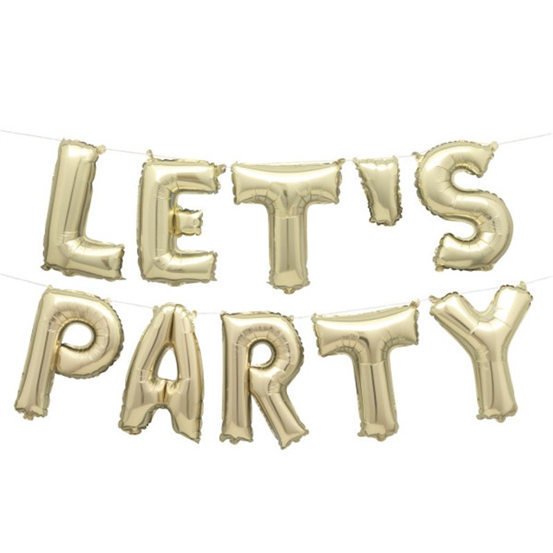 GOLD LETS PARTY BALLOON BANNER