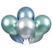 6PK 11in ASST BLUE/GREEN/SILVER PLATINUM LATEX BALLOONS