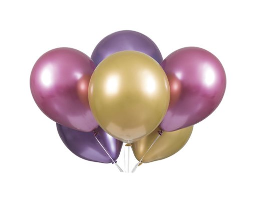 6PK 11in ASST PINK/PURPLE/GOLD PLATINUM LATEX BALLOONS