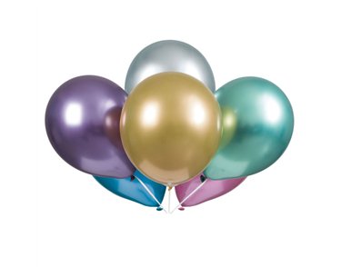 6PK 11in ASST PLATINUM LATEX BALLOONS