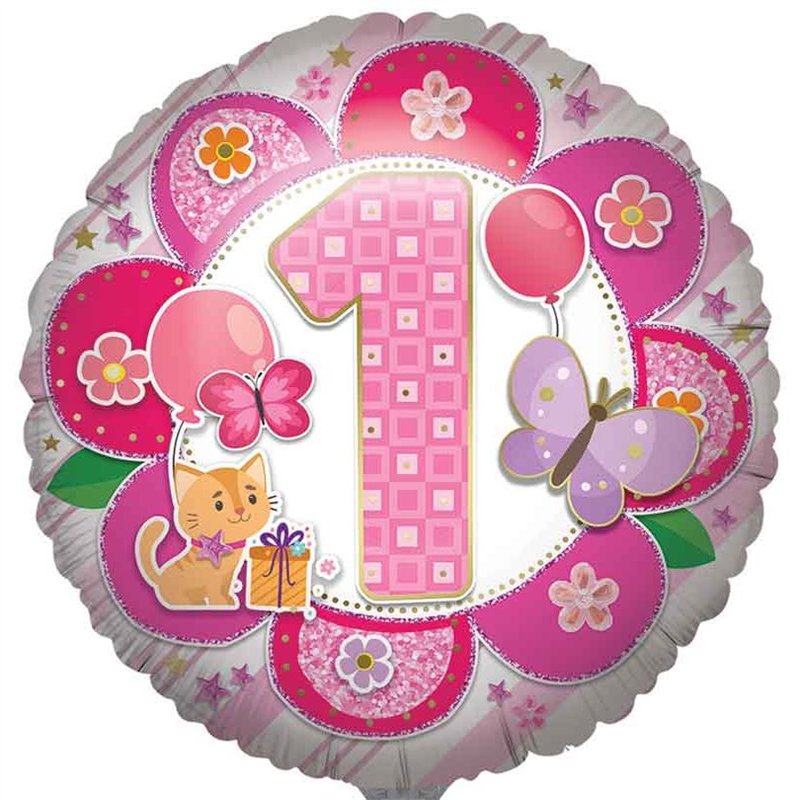 31in AGE 1 GIRL JUMBO FOIL BALLOON