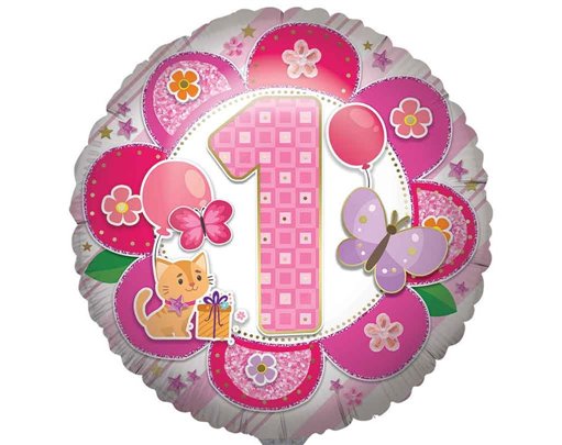 31in AGE 1 GIRL JUMBO FOIL BALLOON