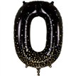 34in NUMBER 0 SPARKLING FIZZ BLACK GOLD FOIL BALLOON