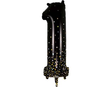 34in NUMBER 1 SPARKLING FIZZ BLACK GOLD FOIL BALLOON