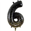 34in NUMBER 6 SPARKLING FIZZ BLACK GOLD FOIL BALLOON