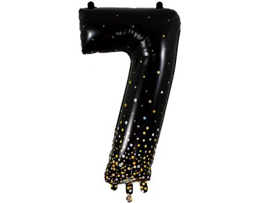 34in NUMBER 7 SPARKLING FIZZ BLACK GOLD FOIL BALLOON