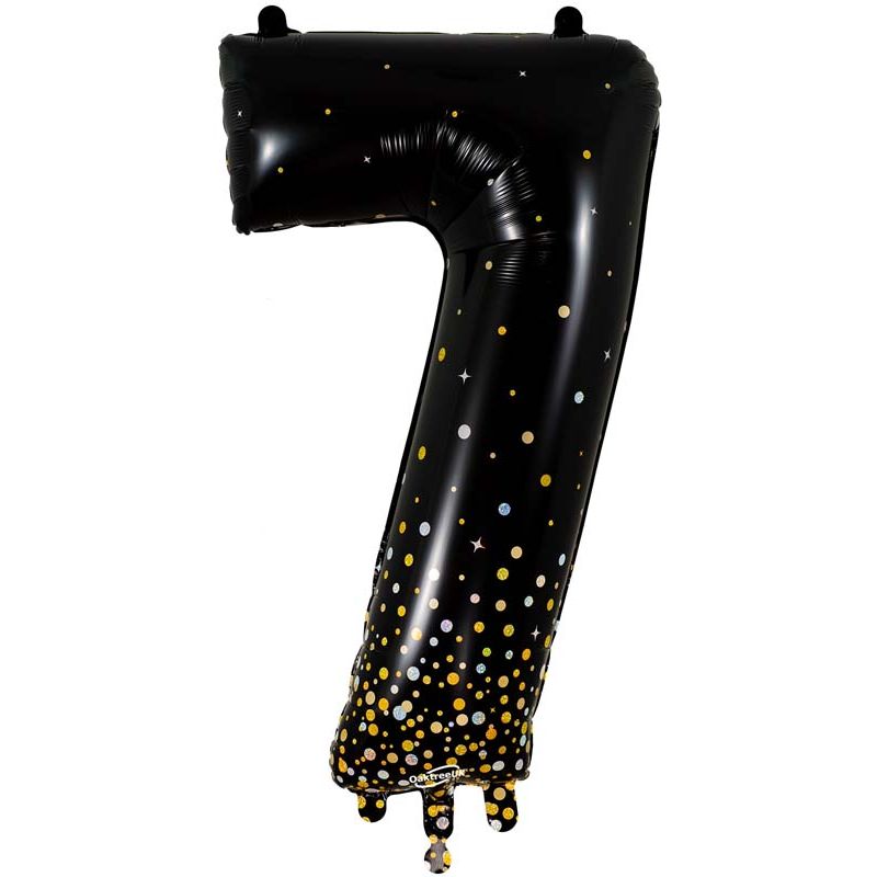 34in NUMBER 7 SPARKLING FIZZ BLACK GOLD FOIL BALLOON