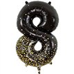 34in NUMBER 8 SPARKLING FIZZ BLACK GOLD FOIL BALLOON