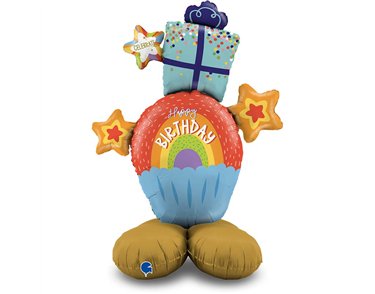 RAINBOW CUPCAKE FOIL STAND-UP