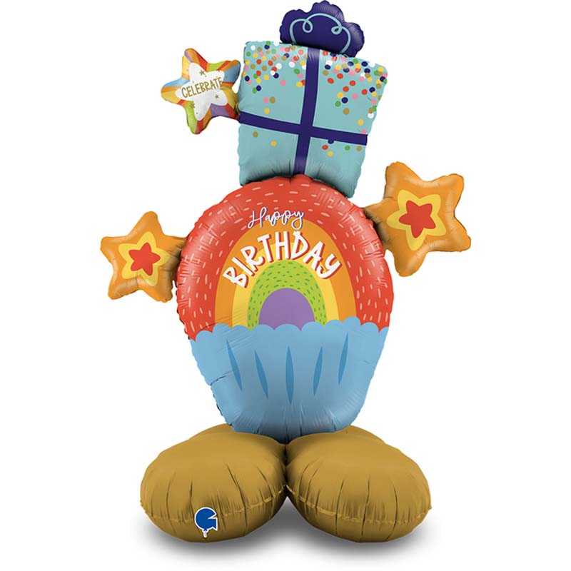 RAINBOW CUPCAKE FOIL STAND-UP